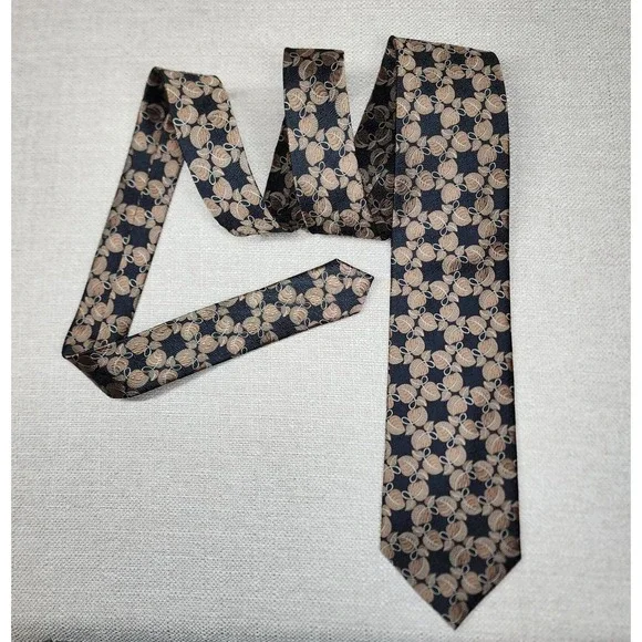 Jos. A. Bank Signature Collection Silk Tie - Brown & Black Leaf Pattern 3.5" - Picture 2 of 10